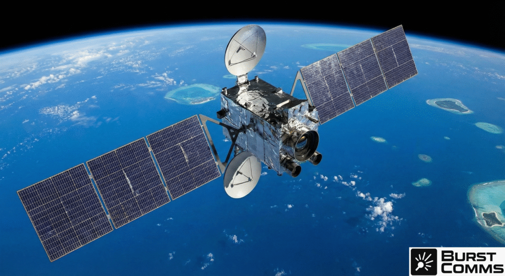 Satellite reconnaissance view of a US Navy carrier strike group in the Western Pacific with multiple ghost carrier signatures generated by Project Overmatch AI deception system, 2025